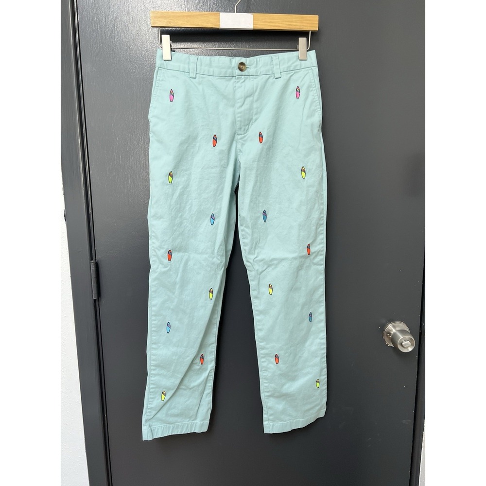 VINEYARD VINES Blue Breaker Pant Straight Embroidered Surf Board Sz 14